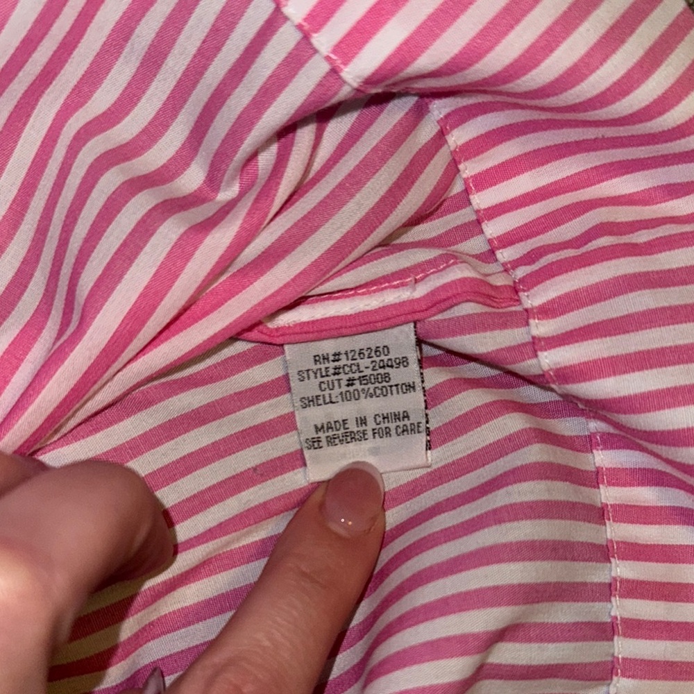 Velvet Heart Pink & White Striped Bow Blouse Size Large - Picture 10 of 13
